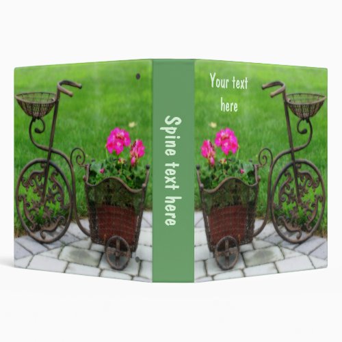 Antique Bicycle Flower Orton Art Personalized 3 Ring Binder