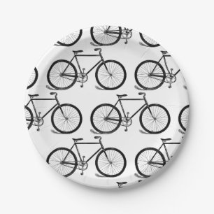 Antique Bicycles Bike Art CUSTOM BACKGROUND COLOR Paper Plates