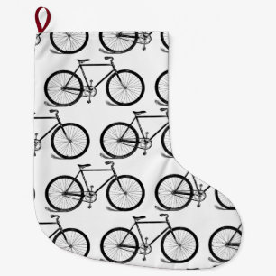 Antique Bicycles Vintage Bike Art CUSTOM BG COLOR Large Christmas Stocking