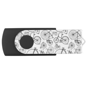 Antique Bikes & Bicycles Pattern CUSTOM COLOR Flash Drive