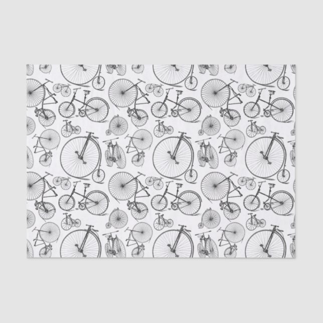 Antique Bikes & Bicycles Pattern CUSTOM COLOR Tissue Paper (Front)