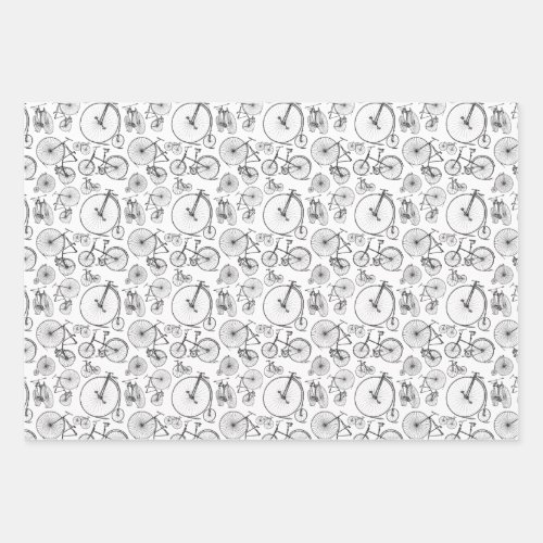 Antique Bikes  Bicycles Pattern CUSTOM COLOR Wrapping Paper Sheets