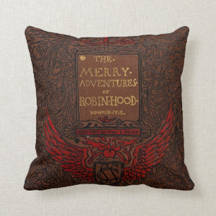 Antique Binding Robin Hood Book Cover Throw Pillow