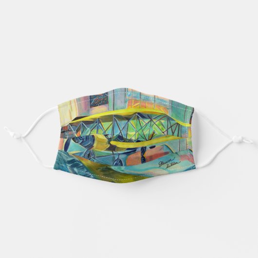 Antique Biplane Custom Art Face Mask (Front, Unfolded)