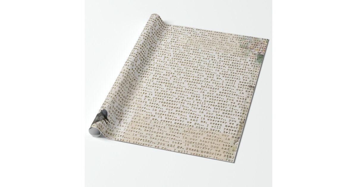 Antique Bird and Newspaper Wrapping Paper Roll Zazzle