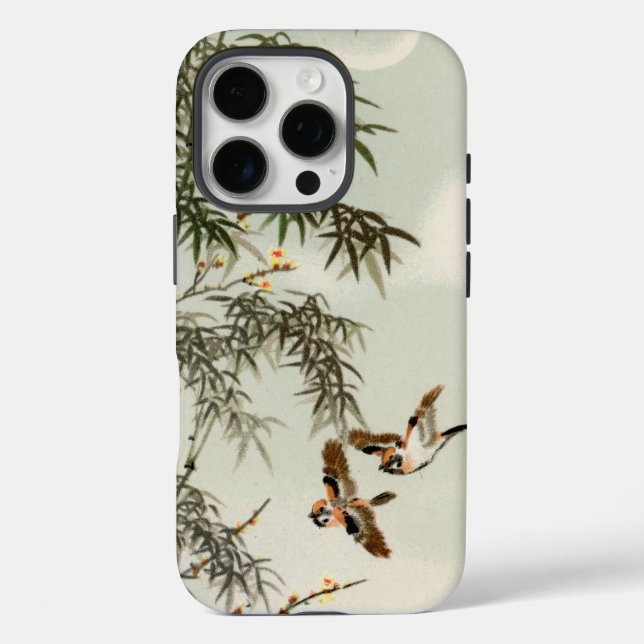 Antique Birds Asian Garden Bamboo Sparrows Case-Mate iPhone Case (Back)