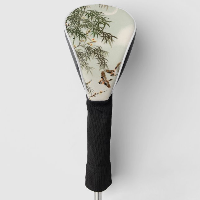 Antique Birds Asian Garden Bamboo Sparrows Golf Head Cover (Front)