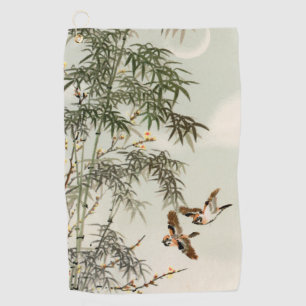 Antique Birds Asian Garden Bamboo Sparrows Golf Towel