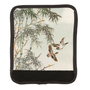 Antique Birds Asian Garden Bamboo Sparrows Luggage Handle Wrap