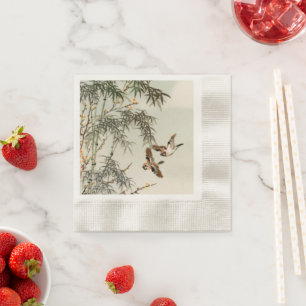 Antique Birds Asian Garden Bamboo Sparrows Napkins