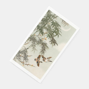 Antique Birds Asian Garden Bamboo Sparrows Paper Guest Towels