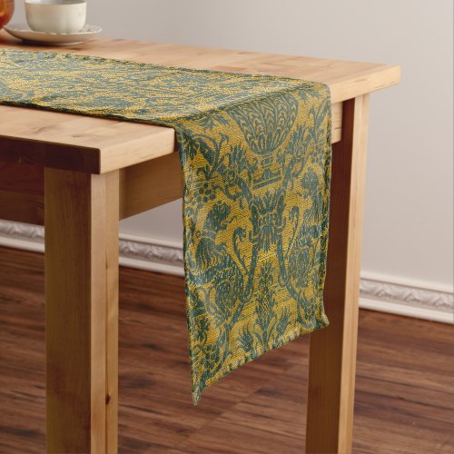 Antique Birds Vase  Lions Pattern Print Short Table Runner