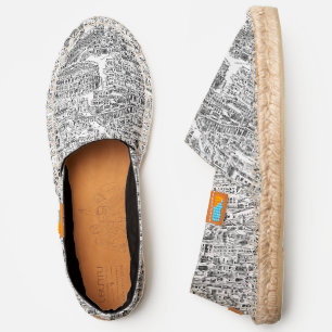 Antique Birdseye View of Rome Italy Engraving Espadrilles