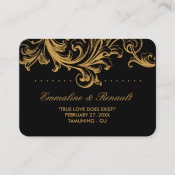 Antique Black And Gold Floral Wedding Place Cards by RenImasa at Zazzle