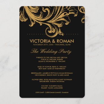 Antique Black And Gold Floral Wedding Programs by RenImasa at Zazzle