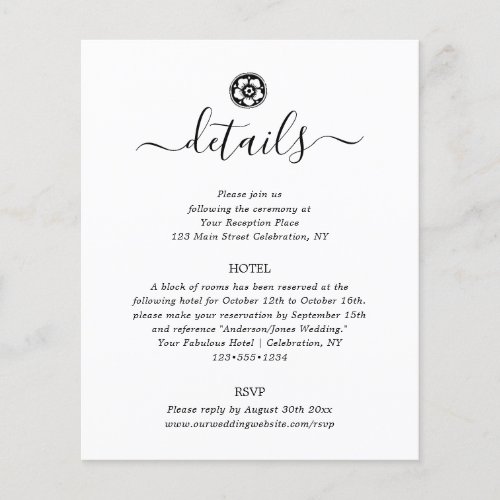 Antique Black and White Details Enclosure Card