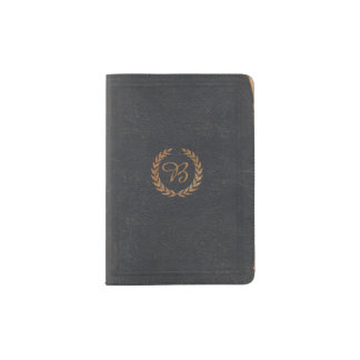 Antique Black Leather Book Look Passport Wallet Holder