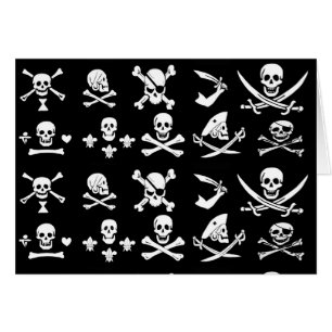 ANTIQUE BLACK PIRATE BANNERS AND TREASURE MAPS CARDS