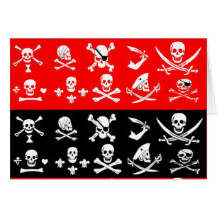 ANTIQUE BLACK RED PIRATE BANNERS AND TREASURE MAPS CARDS