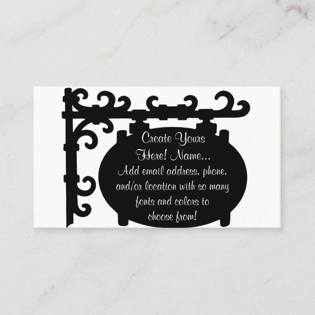 Antique Black Scroll Sign Easy Business Cards (Front)