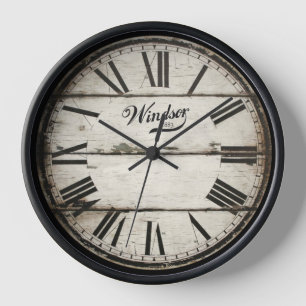 Antique Black & White Vintage Clock Roman Numerals