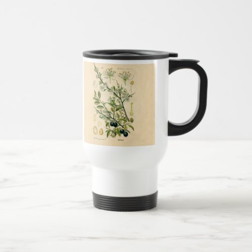 Antique Blackthorn Botanical Print Flower Berry Travel Mug