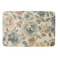Antique Blue Brown Sage Beige Watercolor Floral