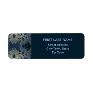 Antique Blue Daisy Floral Label