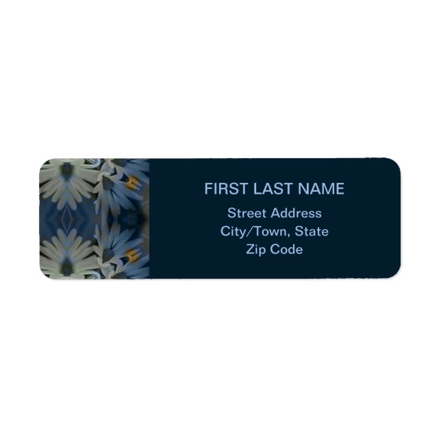 Antique Blue Daisy Floral Label (Front)