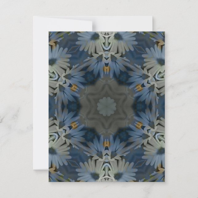 Antique Blue Daisy Floral Note Card (Front)