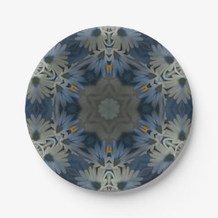 Antique Blue Daisy Floral Paper Plates