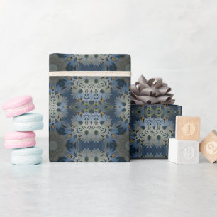 Antique Blue Daisy Floral Wrapping Paper