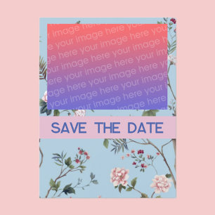 Antique Blue Floral Postcard