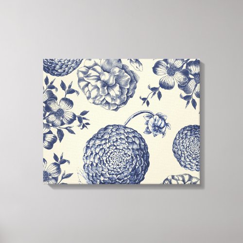 Antique Blue Flower Print Floral