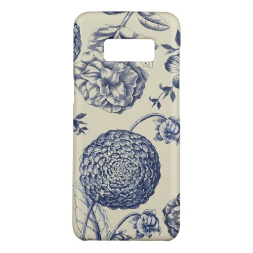 Antique Blue Flower Print Floral Case_Mate Samsung Galaxy S8 Case