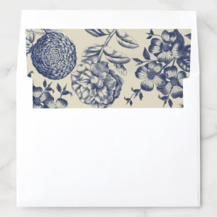 Antique Blue Flower Print Floral Envelope Liner