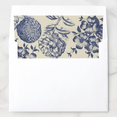 Antique Blue Flower Print Floral Envelope Liner