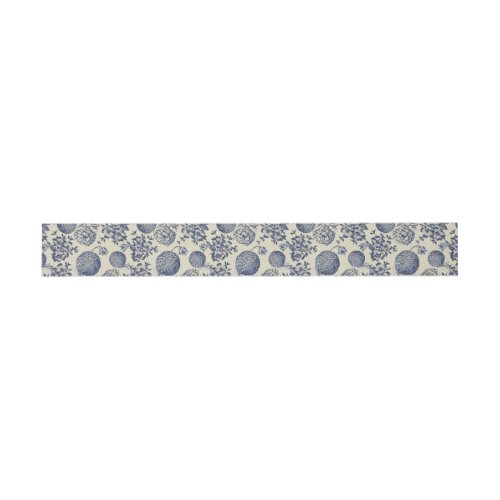 Antique Blue Flower Print Floral Invitation Belly Band