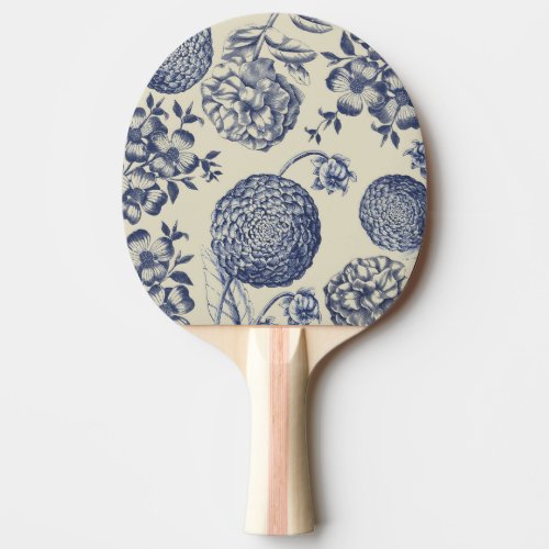 Antique Blue Flower Print Floral Ping Pong Paddle