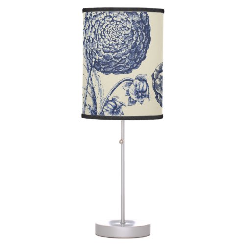 Antique Blue Flower Print Floral Table Lamp