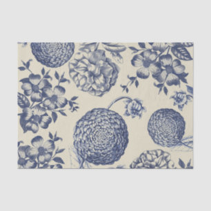 Antique Blue Flower Print Floral Tissue Paper