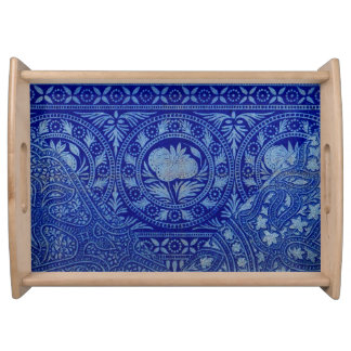 antique blue opulent East Indian print Serving Tray