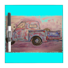 antique blue patina truck dry erase board