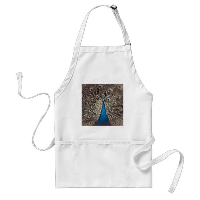 Antique Blue Peacock Adult Apron (Front)