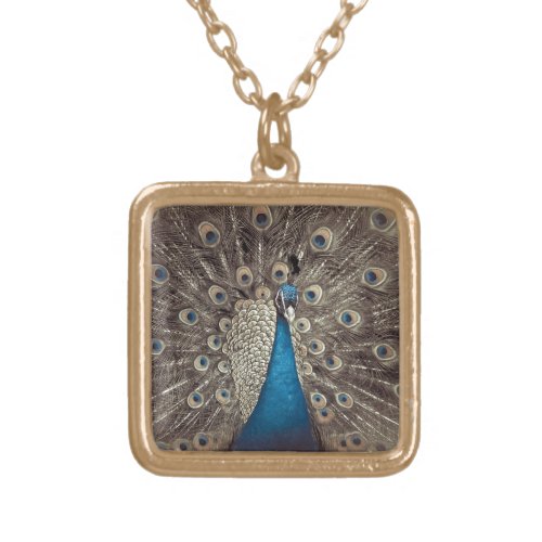 Antique Blue Peacock Gold Plated Necklace
