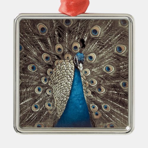 Antique Blue Peacock Metal Ornament