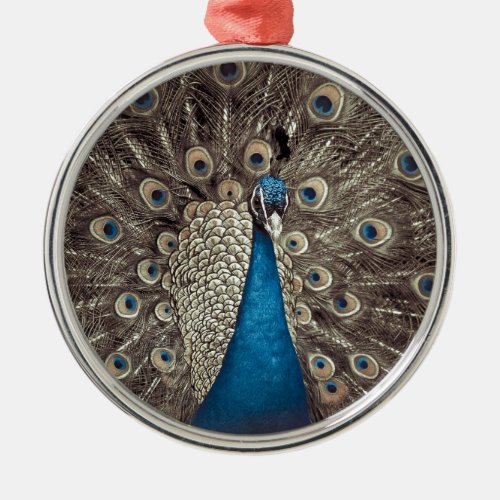 Antique Blue Peacock Metal Ornament