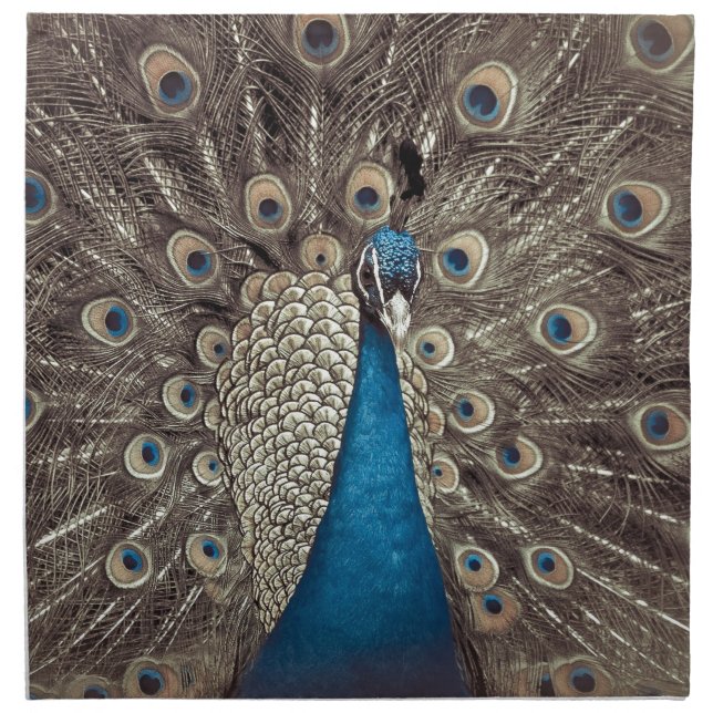 Antique Blue Peacock Napkin (Front)