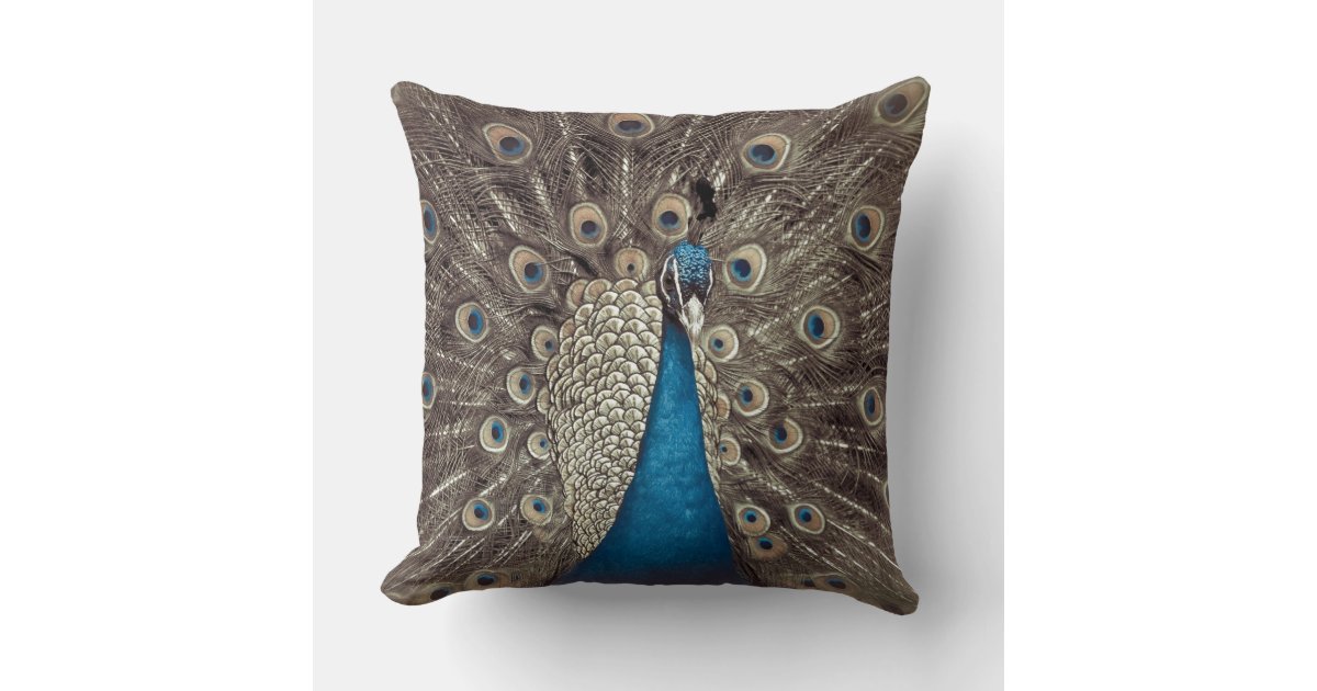Antique Blue Peacock Throw Pillow Zazzle