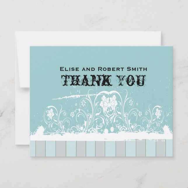 Antique Blue Personalized Thank You Notes (Front)